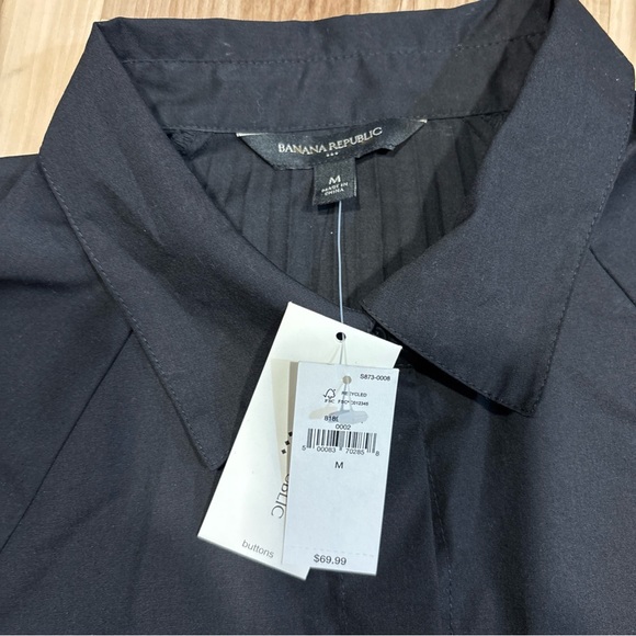 NWT Banana Republic Pleat-Back Poplin Shirt Size Med Black - Picture 4 of 10